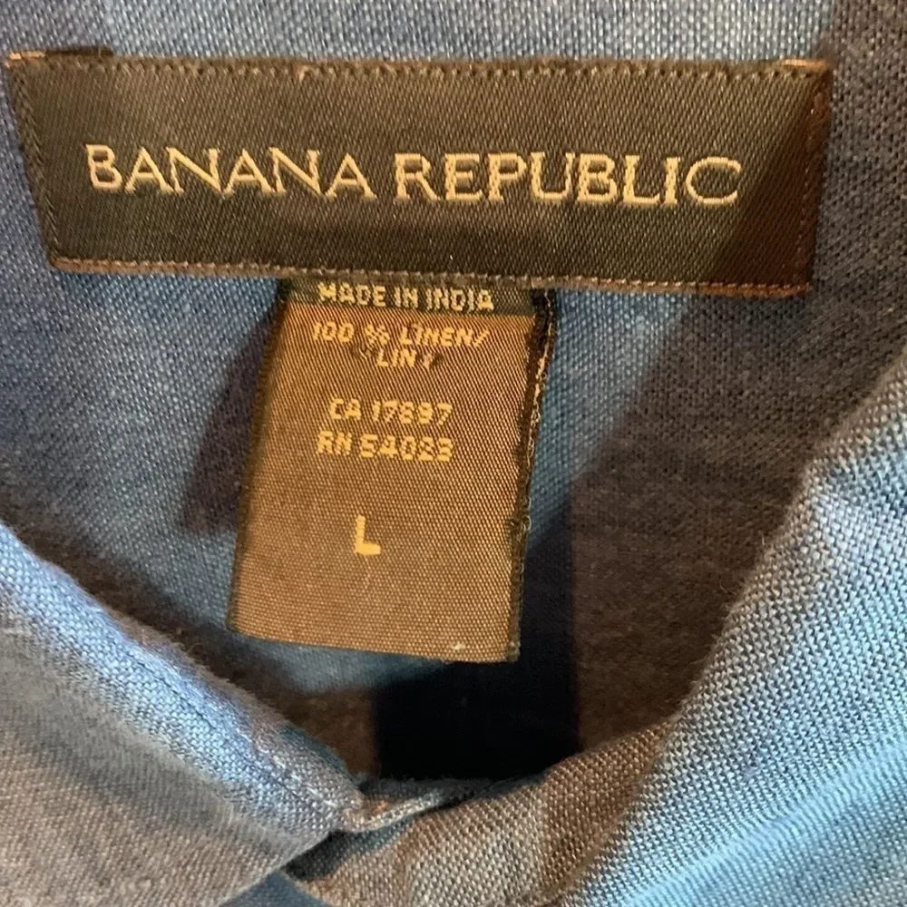 Men’s Banana Republic Men’s Blue Linen Shirt Size Large